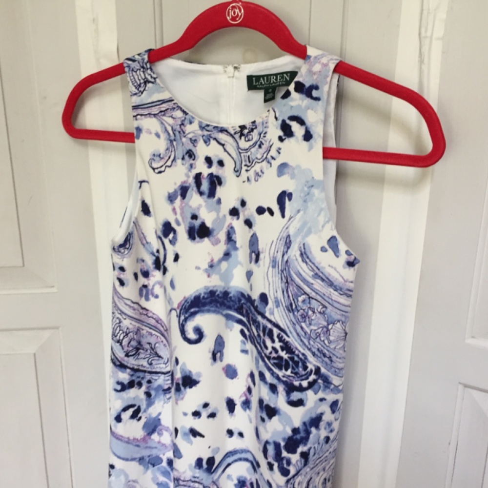 Lauren Ralph Lauren White and Blue Paisley Dress - Picture 9 of 16